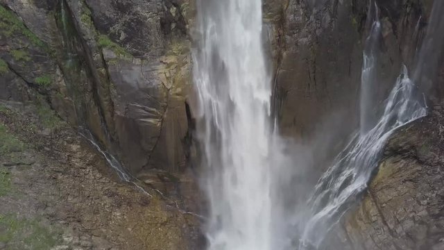 Aerial view of the Pochtenfall in the Bernese Oberland in Switzerland.