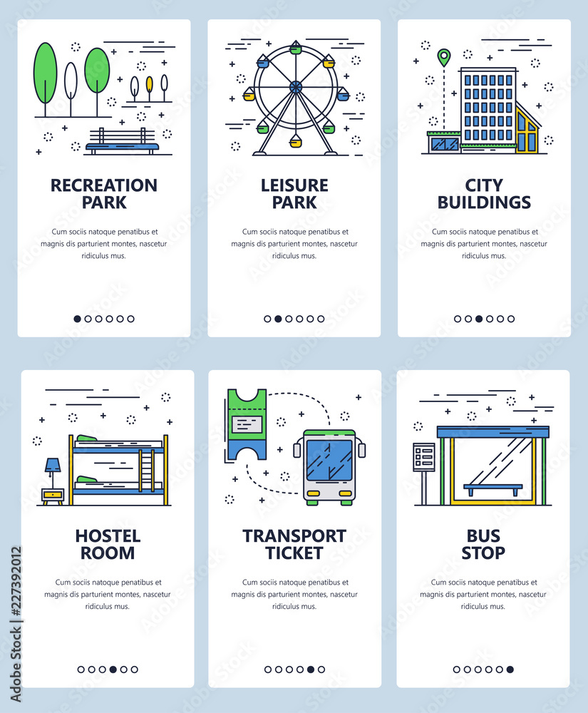 Poster vector line art web and mobile app template set