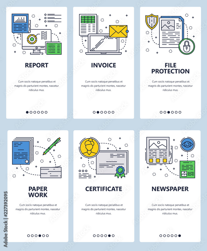 Poster vector line art web and mobile app template set
