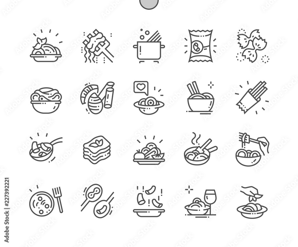 Poster pasta well-crafted pixel perfect vector thin line icons 30 2x grid for web graphics and apps. simple