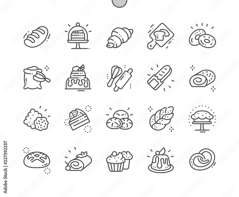 Poster bakery well-crafted pixel perfect vector thin line icons 30 2x grid for web graphics and apps. simpl