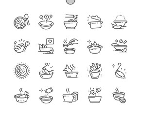 Soup Well-crafted Pixel Perfect Vector Thin Line Icons 30 2x Grid for Web Graphics and Apps. Simple Minimal Pictogram