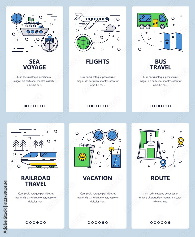 Poster vector line art web and mobile app template set