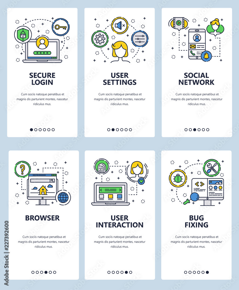 Poster vector line art web and mobile app template set
