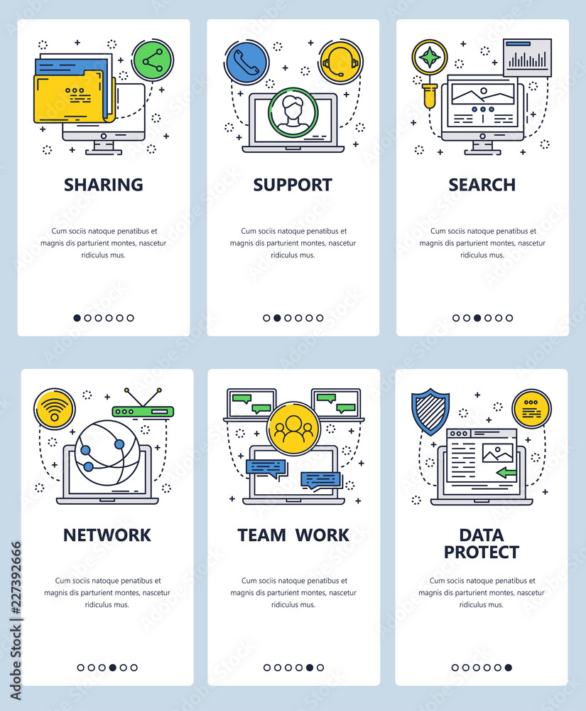 Poster vector line art web and mobile app template set