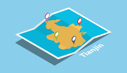 tianjin explore maps with isometric style and pin location tag on top