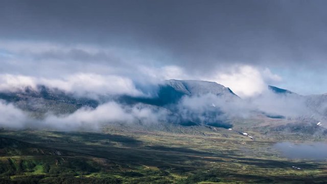 4k timelapse of clouds rolling over a mountain in Sylan,Norway