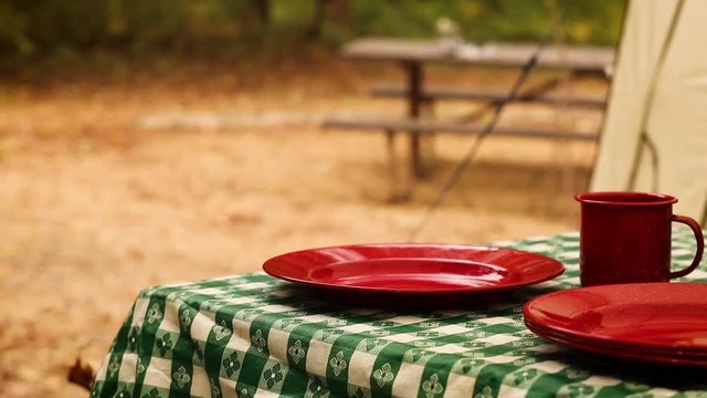 empty camp picnic setting