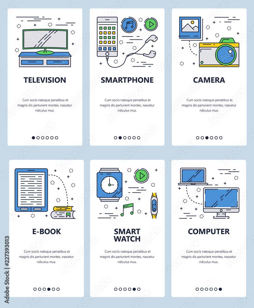 Aufkleber vector line art web and mobile app template set
