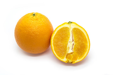 Image of Fresh orange fruits with slices isolated on white background. Fruit. Food.