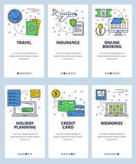 Vector line art web and mobile app template set