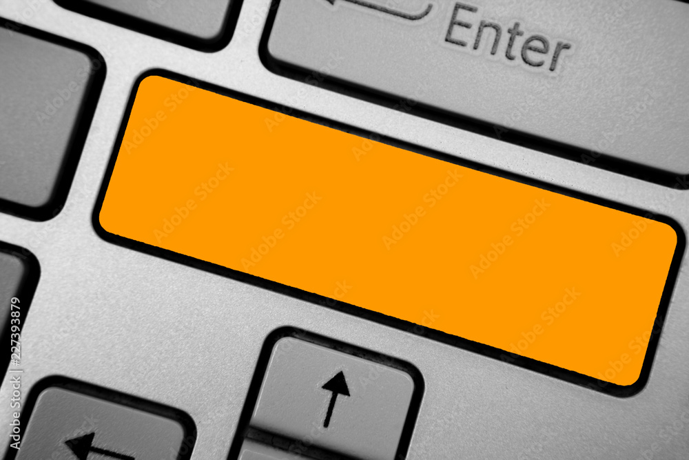 Leinwandbilder Design business Empty copy space text for Ad website promotion isolated Banner template. Keyboard orange key Intention create computer computing reflection document