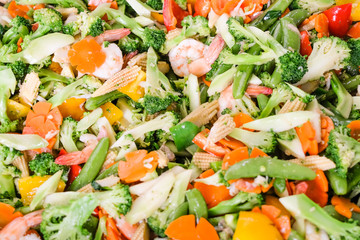 Close up of stir fried vegetables.