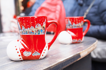 cup with mulled wine on the table
