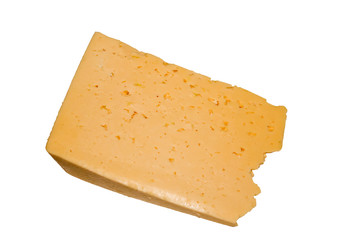 Piece of cheese isolated on white background