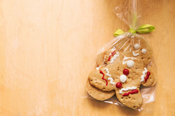 gingerbread man on the wooden table