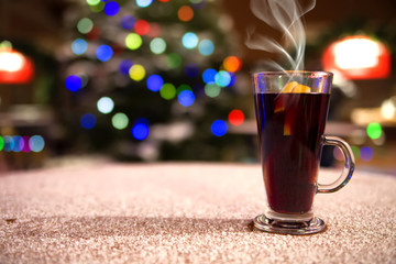mulled wine on the table late in the evening