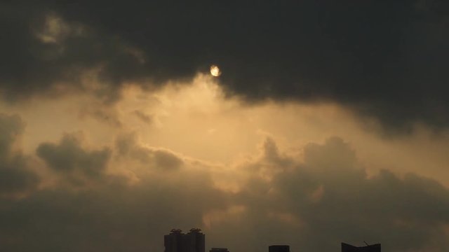 Panning Sunrise Timelapse of Cityscape Sillhouette in the morning in Johor Bahru City, Malaysia, Asia