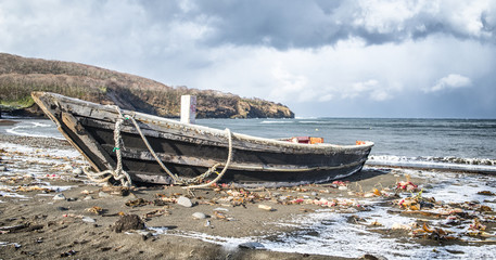 Wooden boat on the sea..