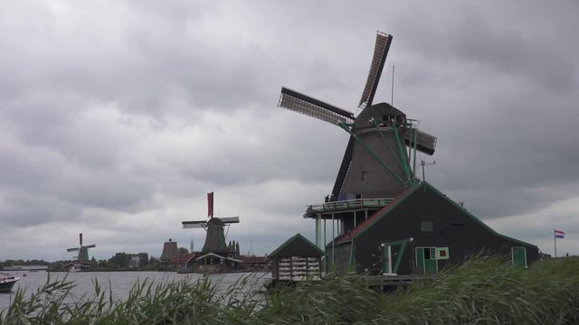 Windmills at the Zaanse Schans, Netherlands.