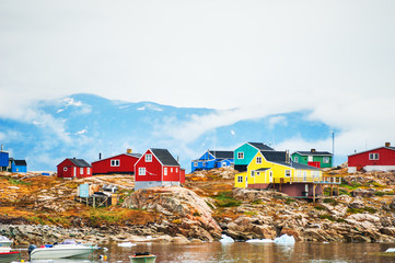 Colorful houses in Saqqaq village, Greenland