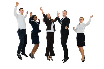Fototapeta premium Businesspeople Jumping In Joy