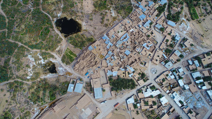top view of a village in desert