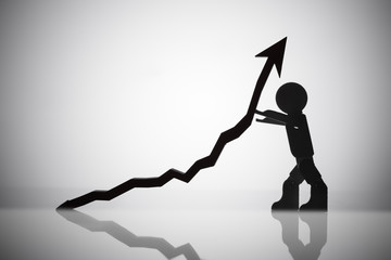 Human Figure Holding Arrow Moving In Upward Direction