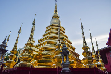 Gold pagoda. Buddhist temple in Thailand