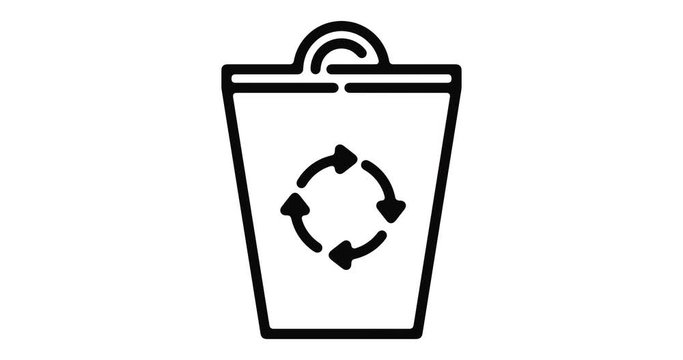 Recycle line icon motion graphic animation with alpha channel.