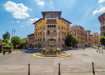 Naklejka premium Rome (Italy) - The esoteric quarter of Rome, called 'Quartiere Coppedè', designed by architect Gino Coppedè consisting of eighteen palaces and twenty-seven buildings rich in symbologies