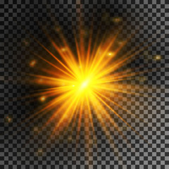 Glow light effect. Star burst with sparkles. Sun. 