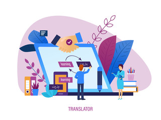 Translator. Learning, knowledge sharing, foreign language skills, distance education, lessons.