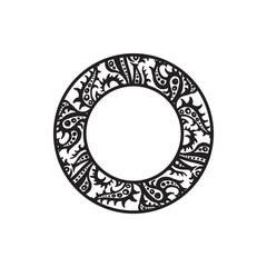 Monochrome vector floral frame