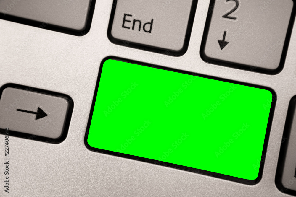 Poster Design business concept Empty copy text for Web banners promotional material mock up template. Keyboard green key Intention create computer computing reflection document