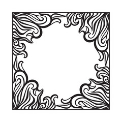 Monochrome vector floral frame