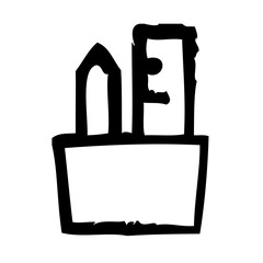 Pen Holder Stationary Office Desk vector icon