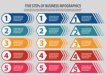 Presentation business infographic template with 5 steps. Vector illustration.