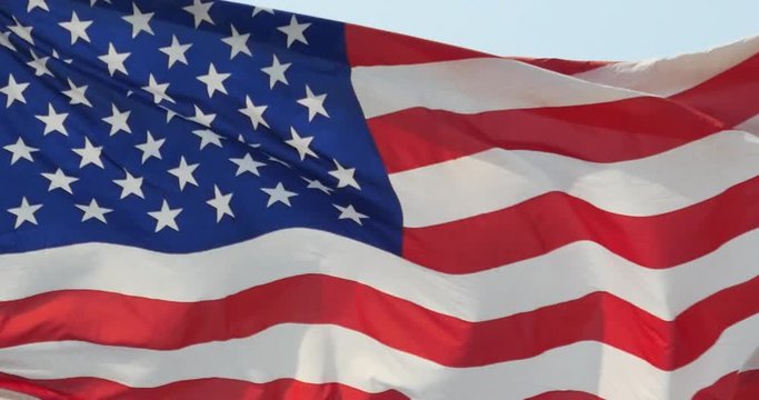 4k American flag is fluttering in wind.