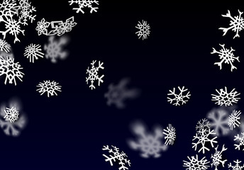 Snowfall background. Falling transparent snow with big snowflakes