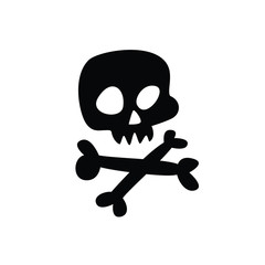 Cartoon skull. Vector. Flat icon of stylized human skull. Great sign. Jolly Roger. The symbol for the logo. Sticker.