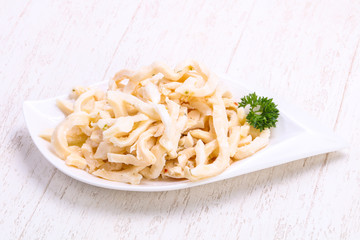 Marinated squid served parsley
