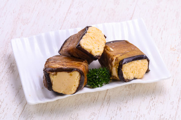 Eggplant with cheese roll