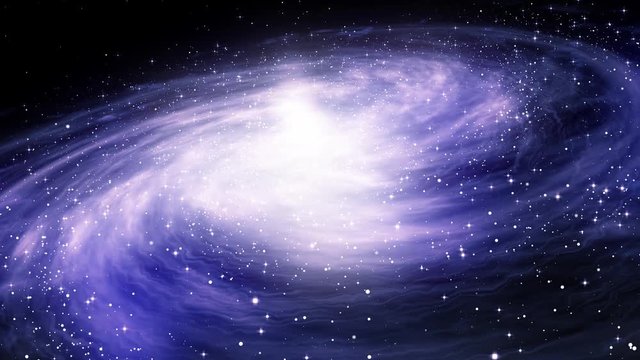Rotating spiral to the galaxy in bright blue and white colors