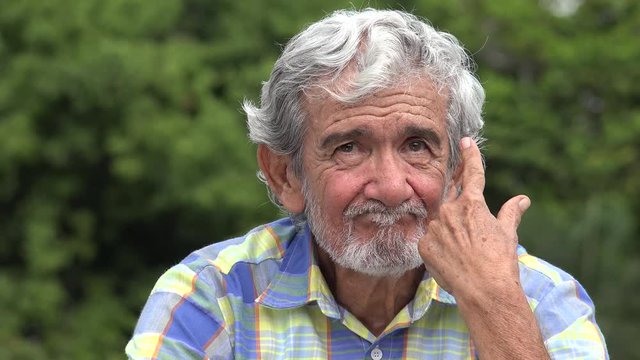 Old Elderly Hispanic Man Thinking