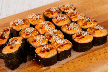 Baked roll with sesame