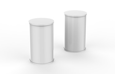 Advertising Display Banner Stand Round Promotion Table, Mock Up Template On Isolated White Background, 3D Illustration