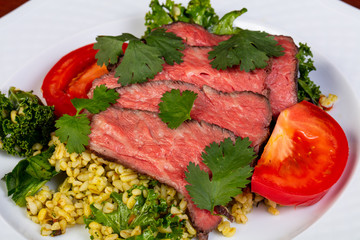Sliced beef steak