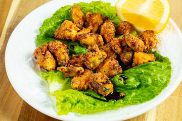 Hot batter mussels