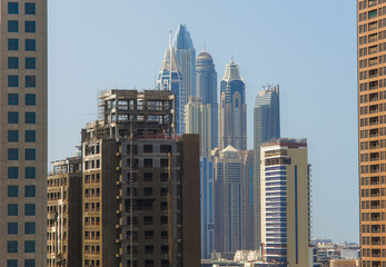 Fototapeta na wymiar Dubai Marina skyscrapers, cityscape view